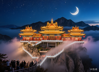 元旦武汉到老君山旅游特价团-日落亮灯那一刻，我看见了天上宫阙